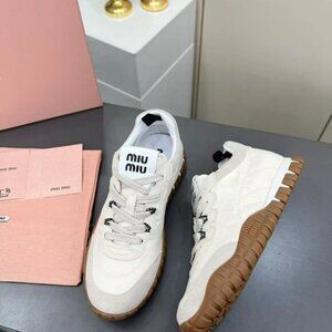 Miu Miu Tyre technical fabricand suede sneakers